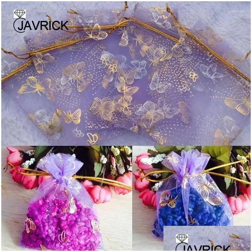 Jewelry Pouches 25Pcs Organza Gift Bags Jewellery Drawstring Wedding Party Candy 10X12cm