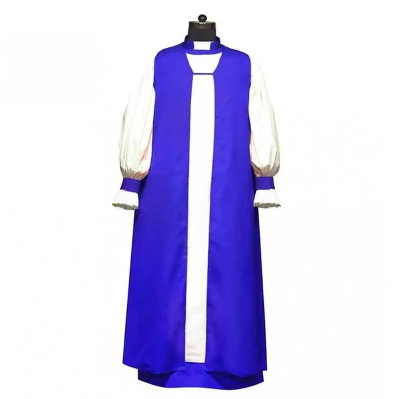 Ethnic Clothing Men`s Chimere And Rochet Set Church Costume Long Sleeve Slim Clergy Tunic Cotton Cassocks Stand Collar Tradition Priest