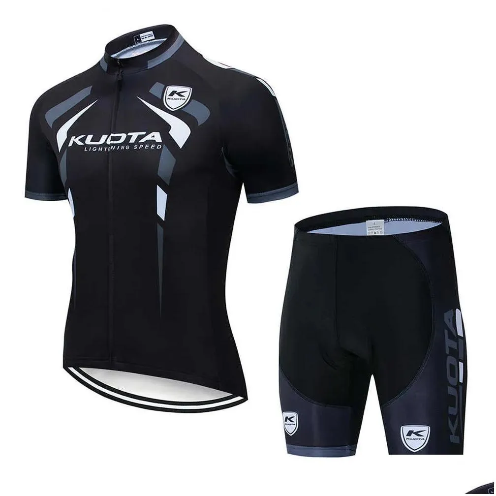 Sets Cycling Jersey Sets 2023 KUOTA Short Sleeve Men Cycling Jersey Set Breathable MTB Maillot Ciclismo Outdoor Sports Bib Pant Summer