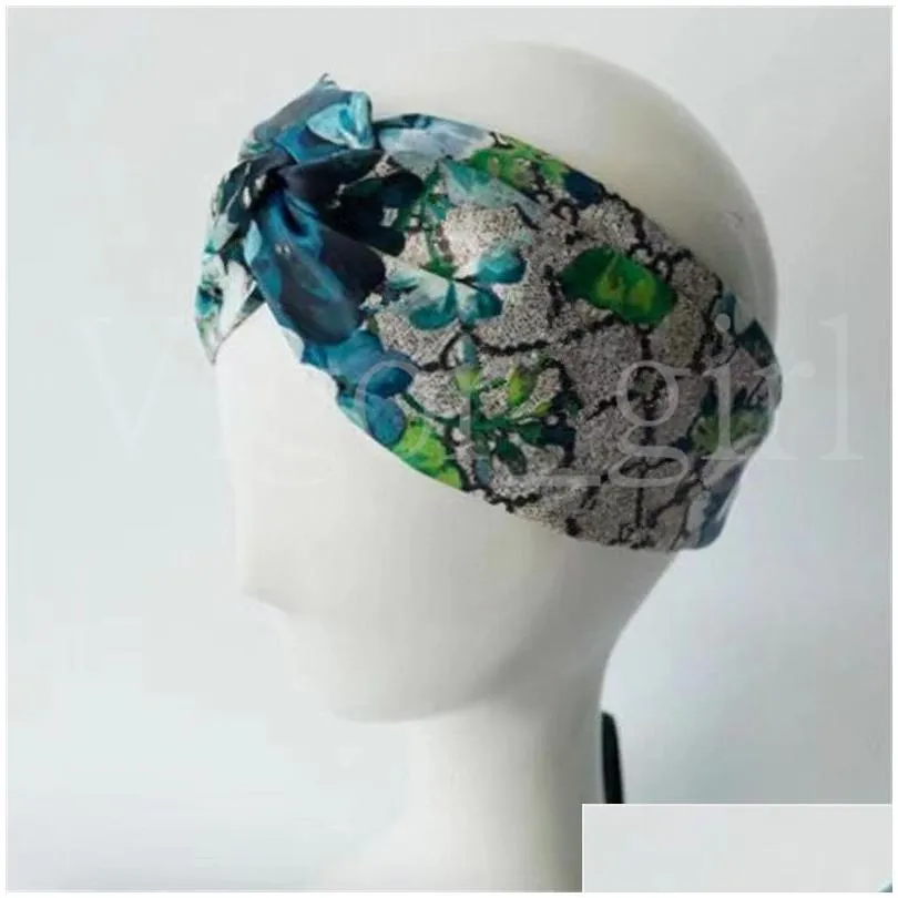 brand designer 100 silk cross headband women girl elastic hair bands retro turban headwraps gifts flowers hummingbird orchid fast ship