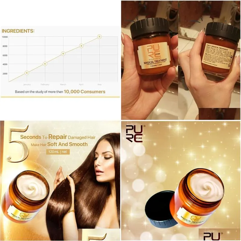 Treatments PURC 5 Seconds Hair Mask Quickly Smooths Frizzy Repairs Damage Hair Deep Conditioning Treatment Hair Care Products for