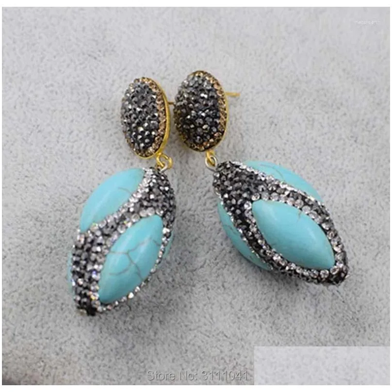 Stud Earrings One Pair Green Howlite Turquoise Egg 20 35Mm Hook Wholesale Beads Fppj Drop Delivery Jewelry Earring Otblm