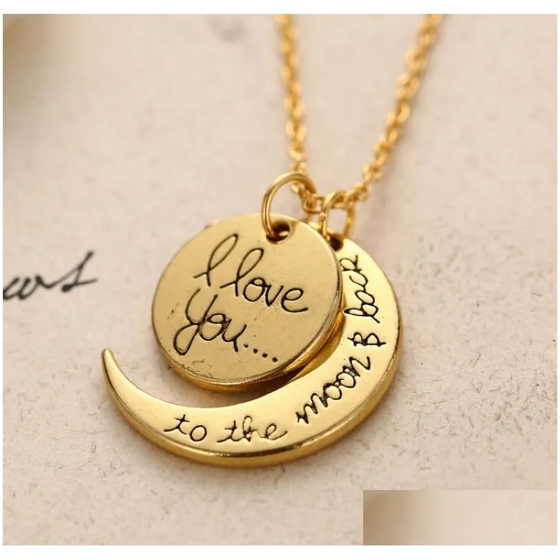 21pcs alloy pendant necklace i love you to the moon back friend friendship charms