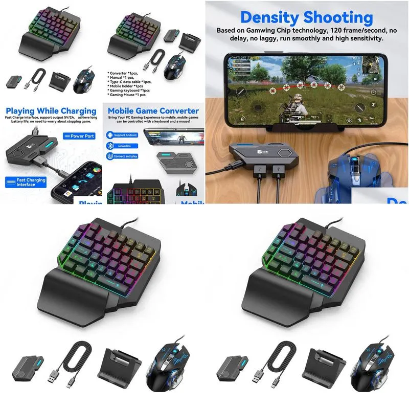 Combos Mobile Shooting Game Controller Gaming Keyboard Mouse Converter PUBG Mobile Phone Gamepad Bluetooth 5.0 For Android IOS Adapter