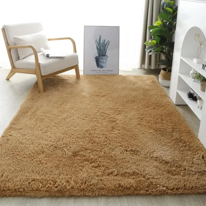 Carpets Thick Washable Silk Plush Carpet Floor Mats Bedroom Living Room Bay Window Decoration Stitching Keep Warm