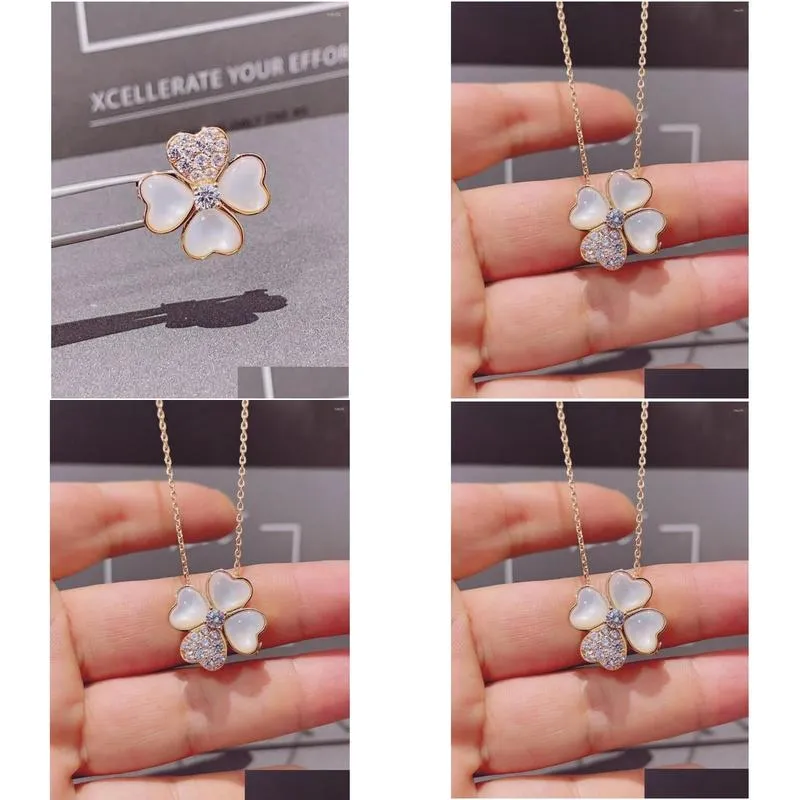 pendant necklaces high-quality fashion jewelry ladies lucky grass sweet shell love exquisite necklace party banquet accessories