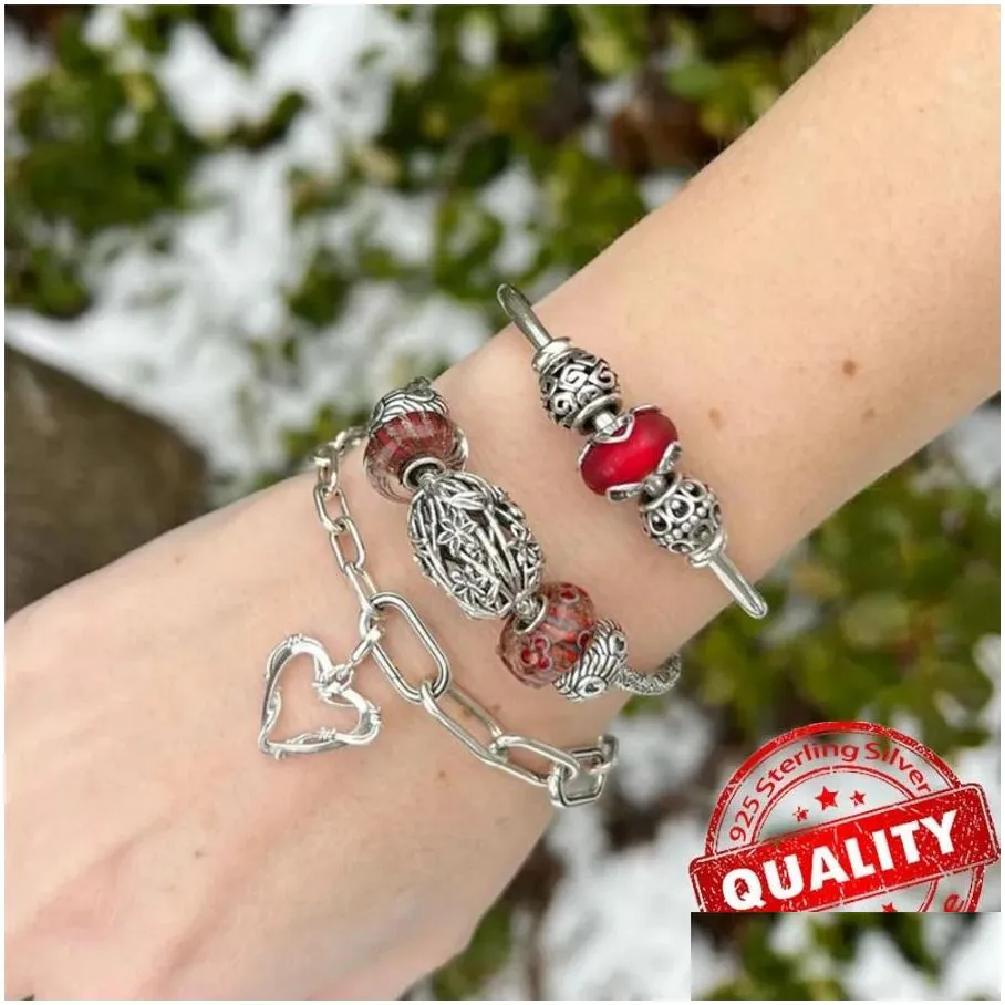 Charms 925 Sier Beads Fit Women Charm Me Series Bracelet Wire Heart Medallion Drop Delivery Jewelry Findings Components Otsjt