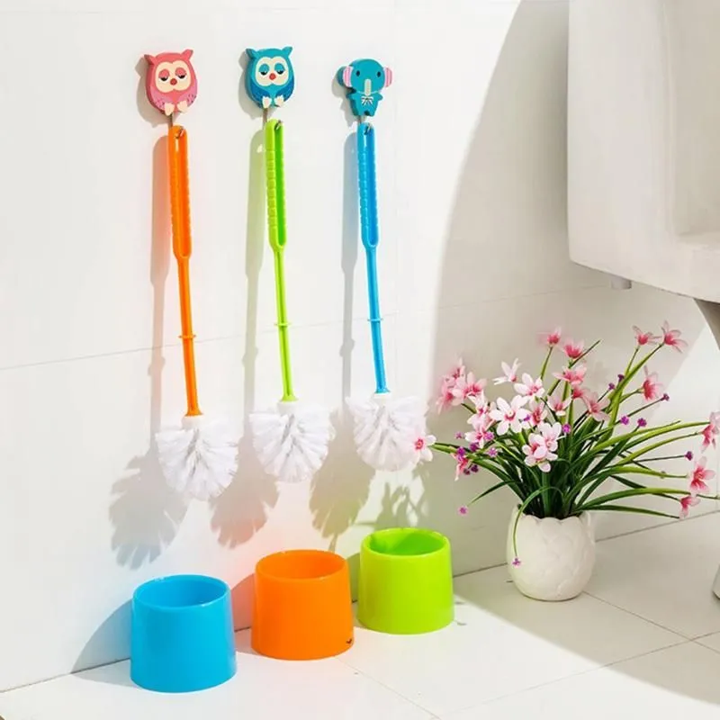 Bath Accessory Set Creative Toilet Brush Thick Plastic Long Handle Bathroom Cleaning With Holder Base For Home El