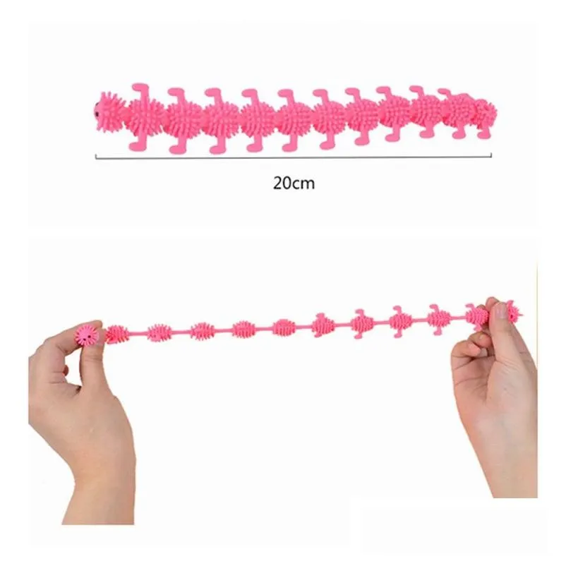 worm caterpillar tpr stress relief toy unicorn stretch string fidget funny pull vent toys noodles anti soft glue elastic rope neon autism noodle gift for kids dhs