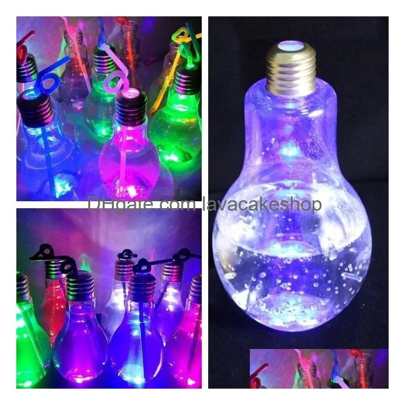 drinkware light bulb beverage bottle milk tea bottle plastic juice bottles creative yogurt cup luminescence cups drinkwares tools