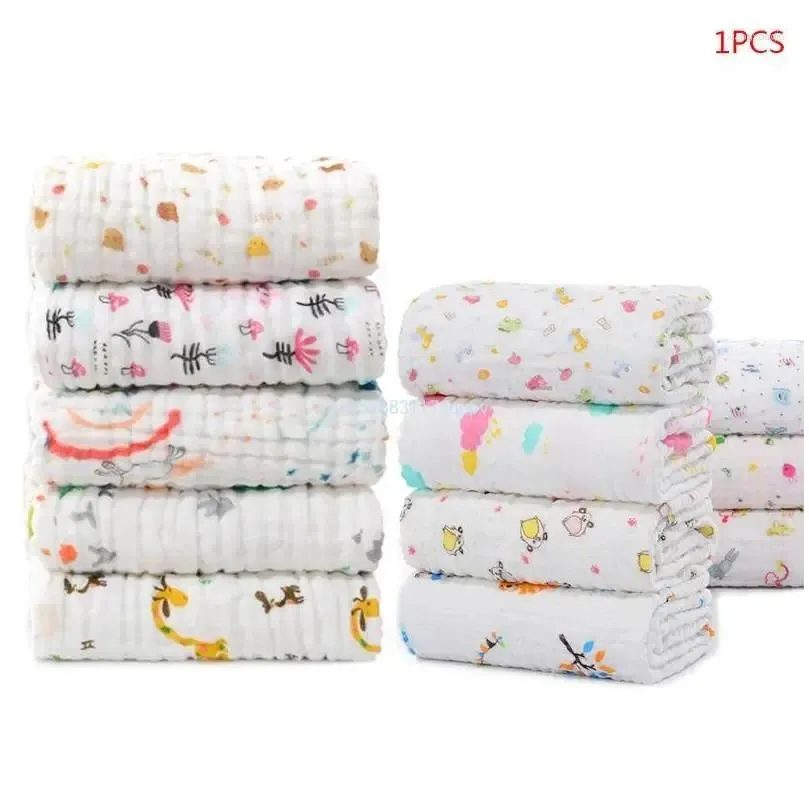 Blankets Soft Silky Cartoon Muslin Swaddle Neutral Receiving Blanket Large Dropship