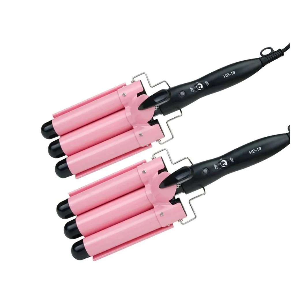 Irons Three Tube Curling Triple Barrel Wave Water Ripple Rolls Electric Hair Curler US Fast Heating Corrugated Hair Straightener