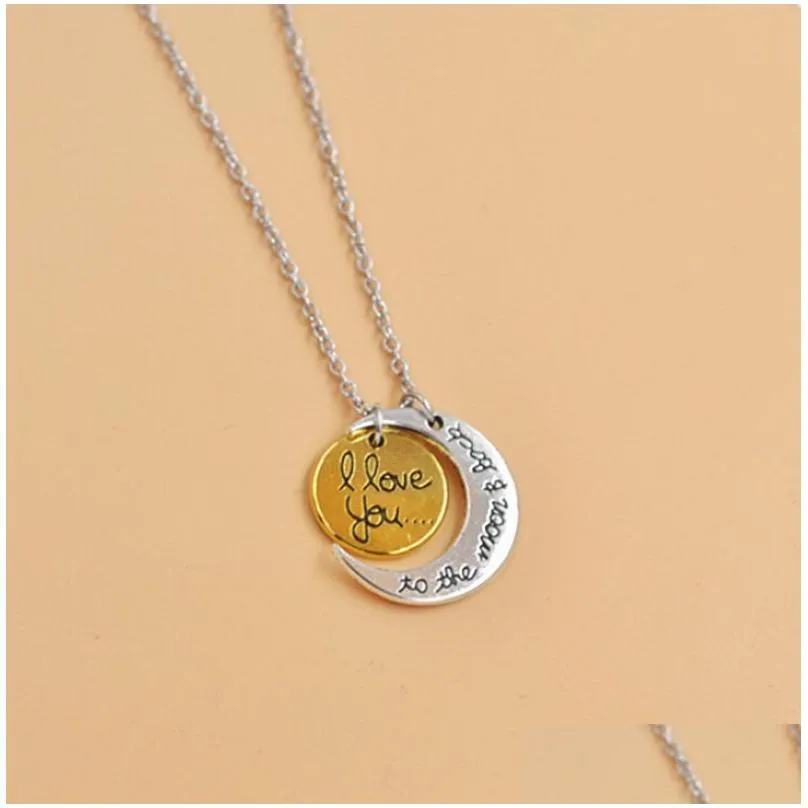 21pcs alloy pendant necklace i love you to the moon back friend friendship charms