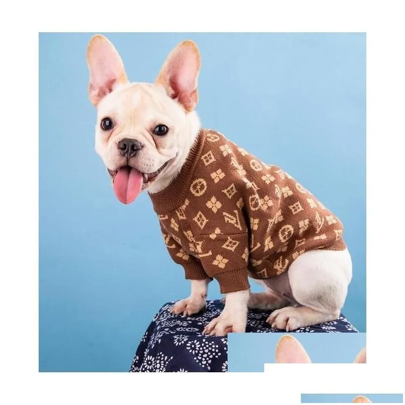 dog apparel classic dog apparel knitting sweater casual luxury presbyopia letter designer thicken warm wool hoodies coats pet clothes