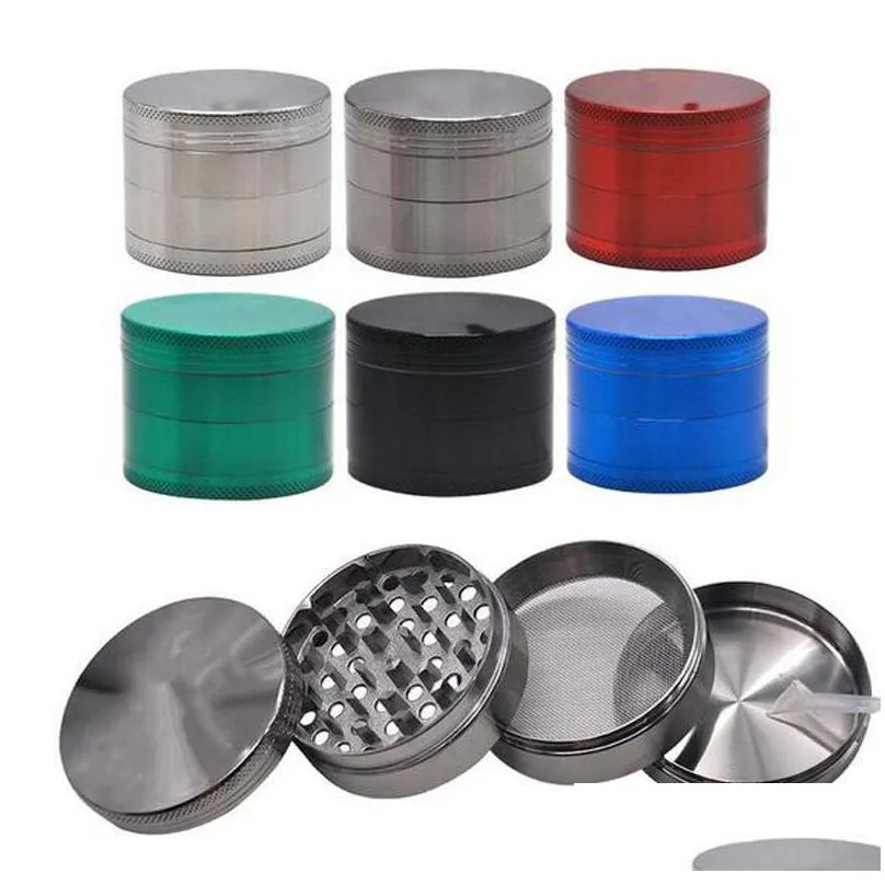 Herb Grinder 40Mm 50Mm 55Mm 6M 75Mm 4 Layer Zinc Alloy Metal Tobacco Dry Smoking Grinders 8 Colors Hand Mler Crusher Accessories Dro Otmx3