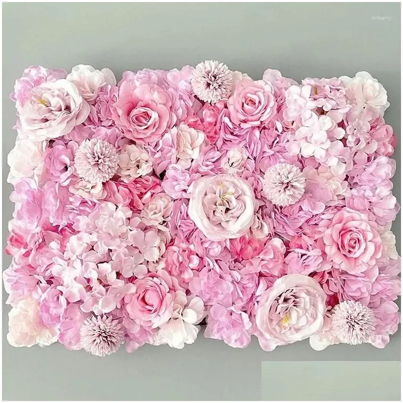 Decorative Flowers 3D Silk Rose Flower Backdrop Wedding Decoration Artificial Wall Panel For Home Decor Baby Shower Backdrops