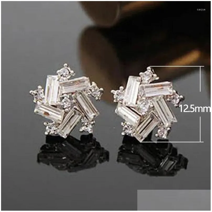 Stud Earrings Luxury Fashion Shiny Cubic Zirconia Lucky Pinwheel For Women Temperament And Elegant Jewelry Accessories