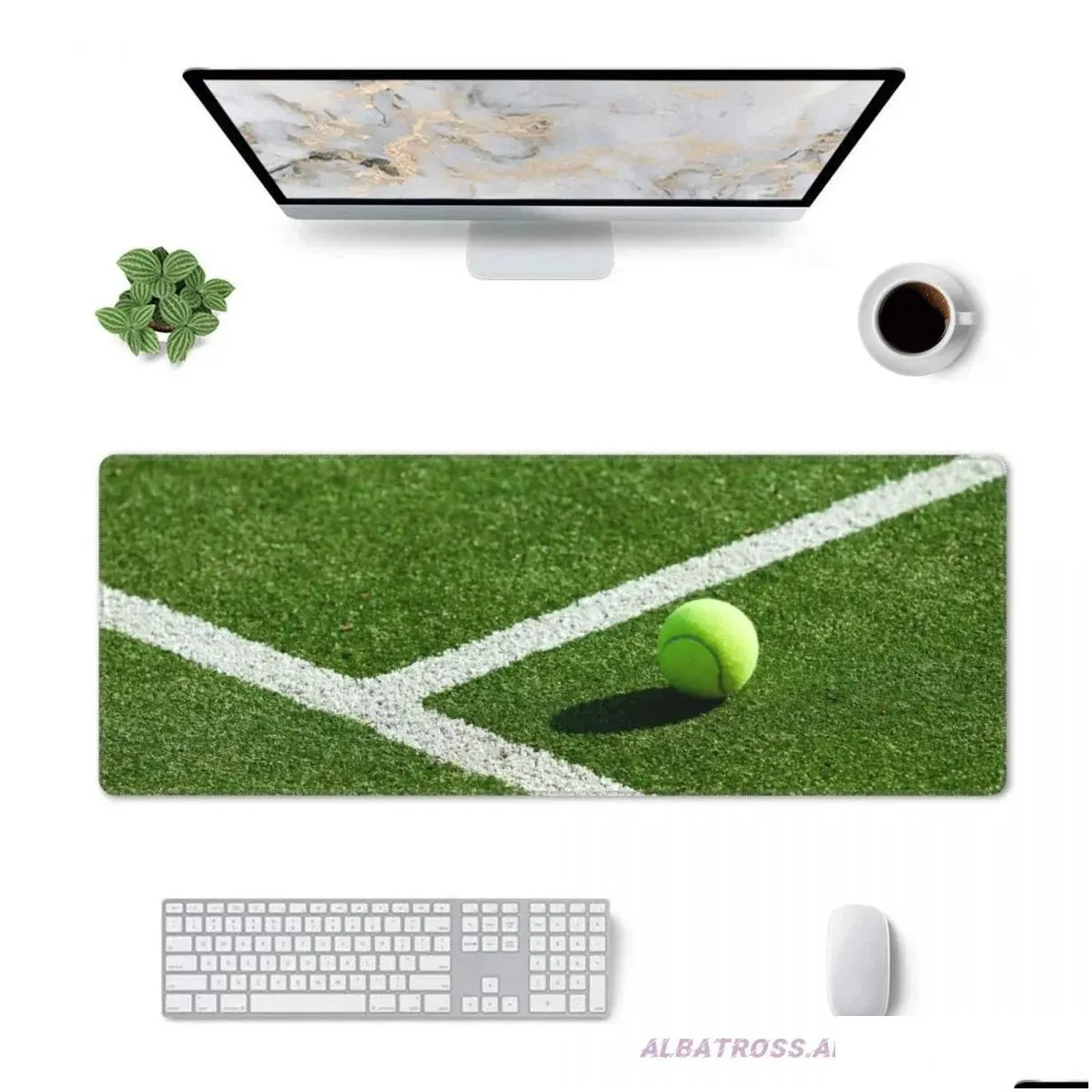 Pads Tennis Ball Gaming Mouse Pad Rubber Stitched Edges Mousepad 31.5`` X 11.8``