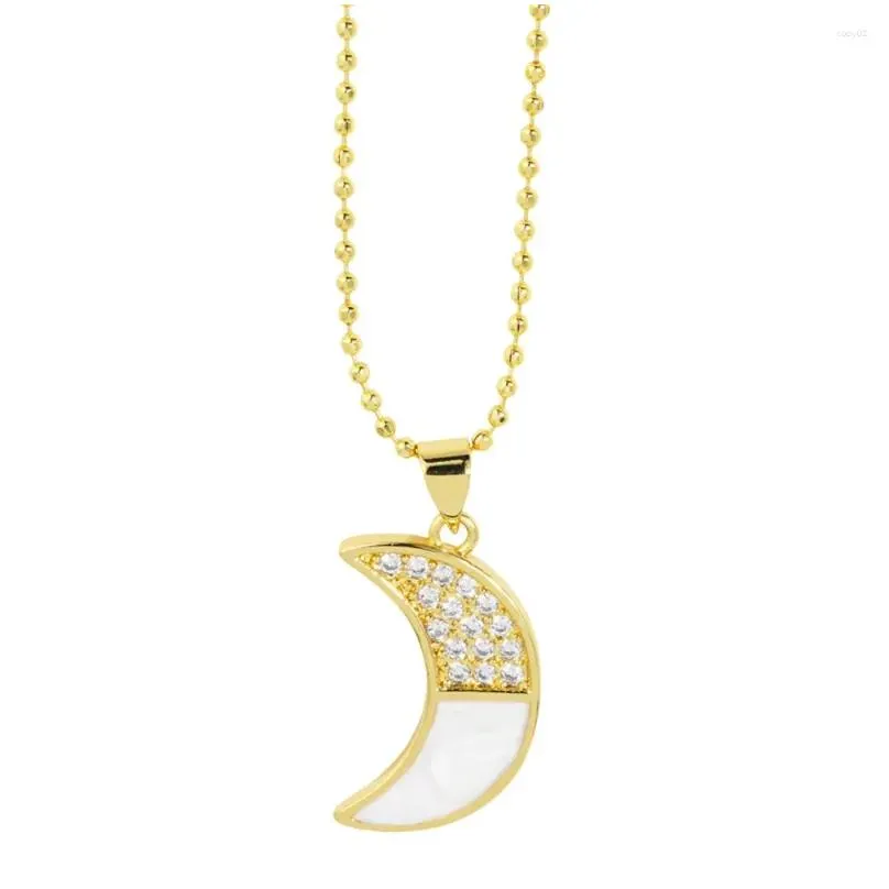 pendant necklaces shell zircon choker necklace for women cross star moon beads neck chain korean fashion gold color simple jewelry