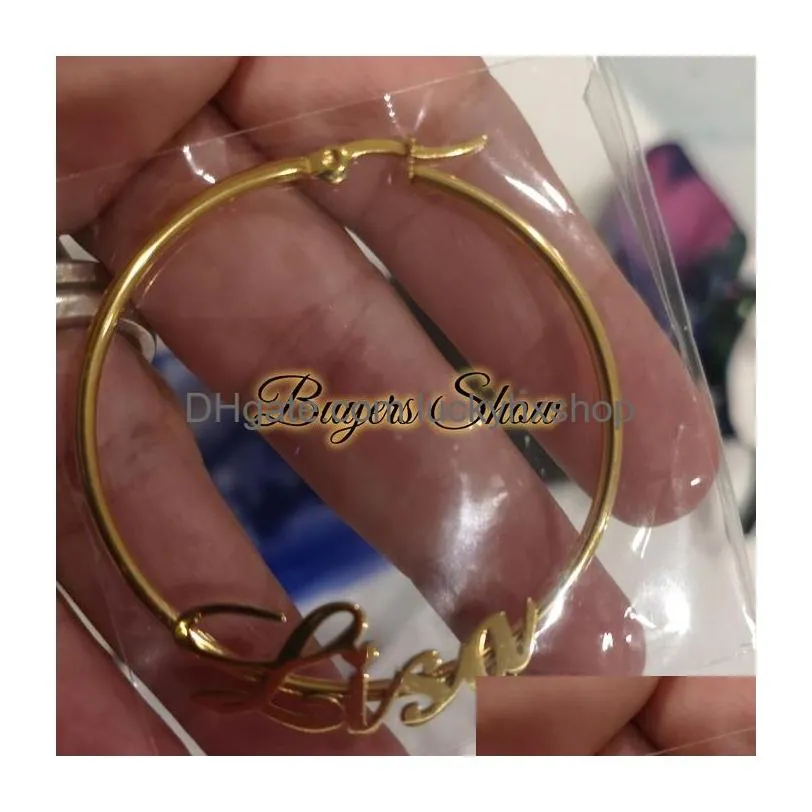 hoop huggie sipuris 3060 mm custom name round earring stainless steel personalized customize earrings jewelry for women girls 230710