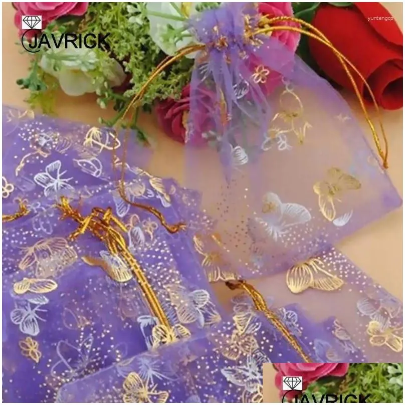 Jewelry Pouches 25Pcs Organza Gift Bags Jewellery Drawstring Wedding Party Candy 10X12cm