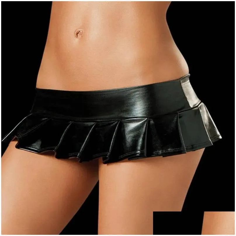 Skirts Y Latex Skirt Women Pole Dancing Club Wear Short 5 Colors Leather Micro Mini Erotic Fetish Drop Delivery Dhfh9