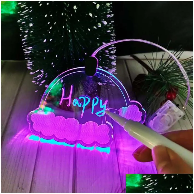 Christmas Decorations Acrylic Glowing Tree Hanging Colorf Glitter Custom Ornaments Drop Delivery Home Garden Festive Party Supplies Otrv8