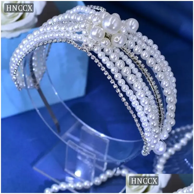 Hair Clips Fashion White Pearl Hoop Elegant Full Bridal Headbands Wedding Accessories For Women Girls Headwearar CP626