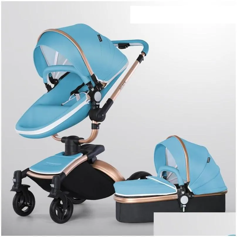 designer Strollers# High Quality Baby Stoller 3 in 1 Pram Landscape Fold PU Leather Kinderwagen Carriage Car Born Pushchair Sell like hot cakes Selling