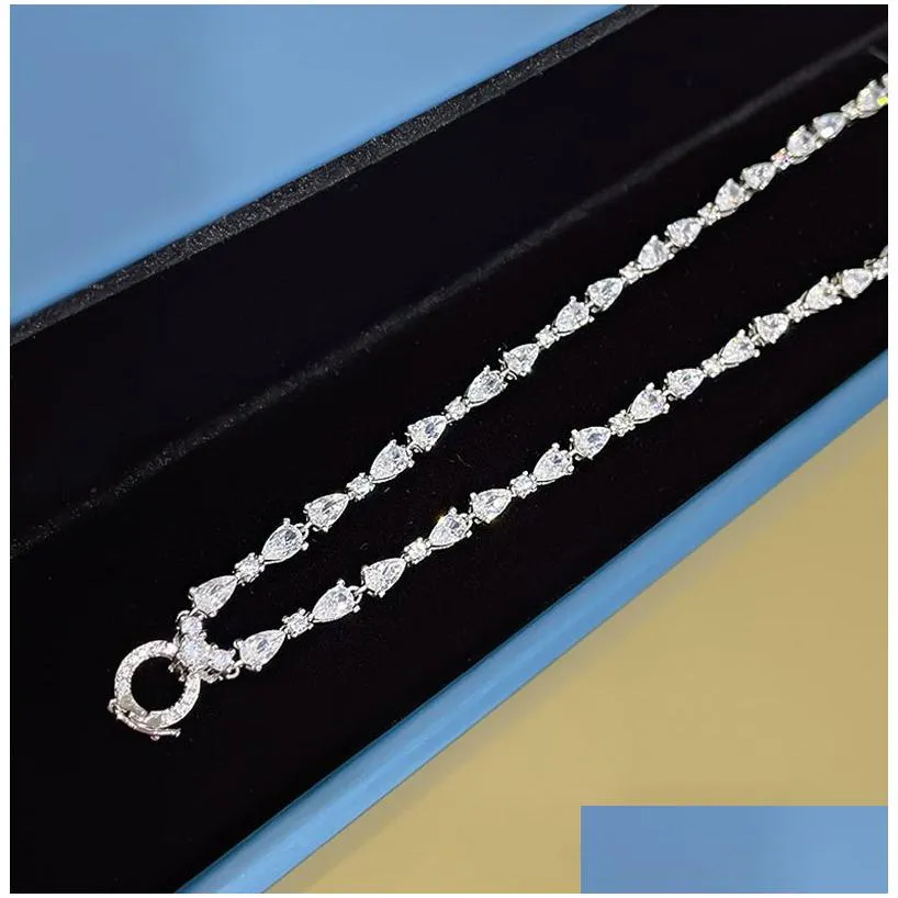 fashion silver color necklaces for women korean shiny zircon chain necklace wedding jewelry