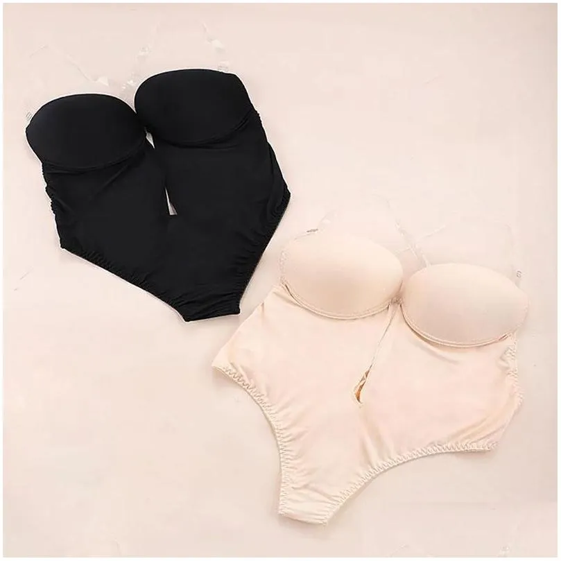 Women`S Shapers Womens Y Lingerie Invisible Bra Slimming Body Shaper Plunge Bras Strap Brassiere Women Seamless Underwear Bodysuit Dr Dhikn