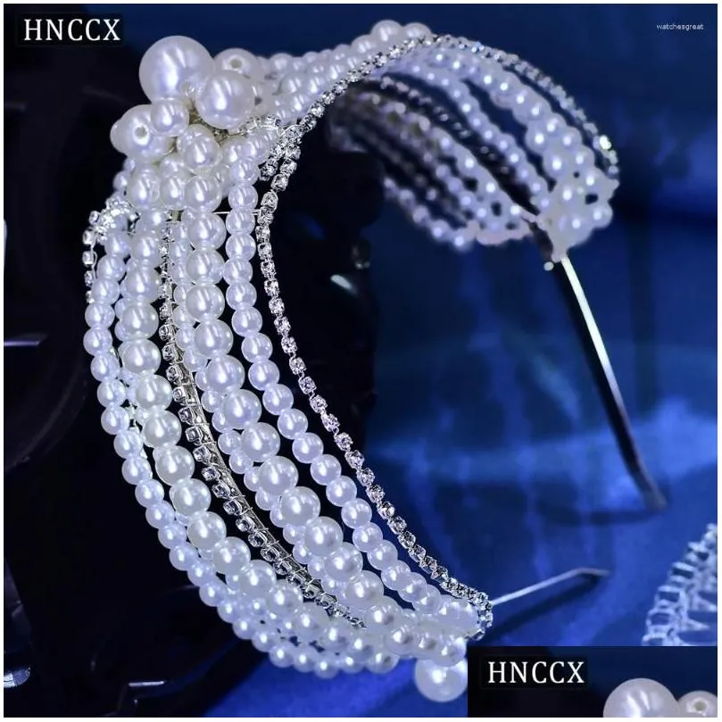 Hair Clips Fashion White Pearl Hoop Elegant Full Bridal Headbands Wedding Accessories For Women Girls Headwearar CP626