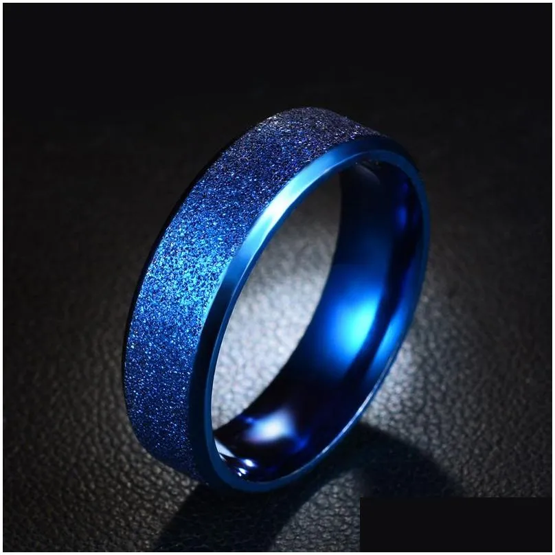 6mm Wide of The Ring Domineering Hip Hop Couple Ring Fashion Titanium Steel Scrub Personality Ring Stainless Steel