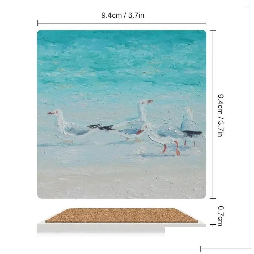 Table Mats Seagulls Meeting Of Minds Ceramic Coasters (Square) For Ceramics Stand Set Customized