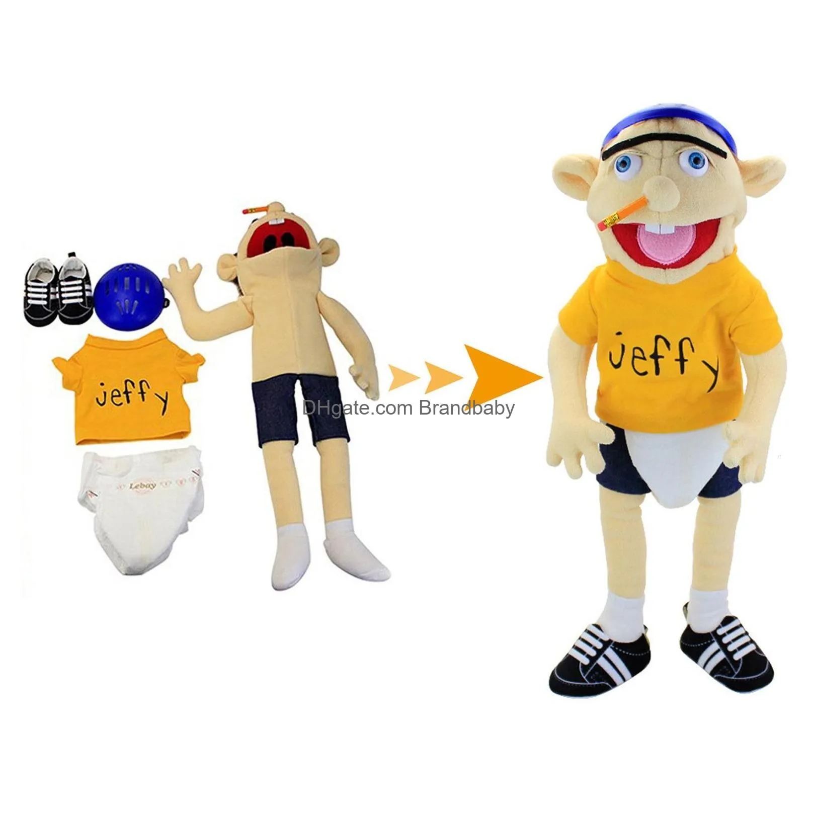 puppets 60cm jeffy hand puppet plush children soft doll talk show party props christmas doll plush toys puppet kids gift 230707