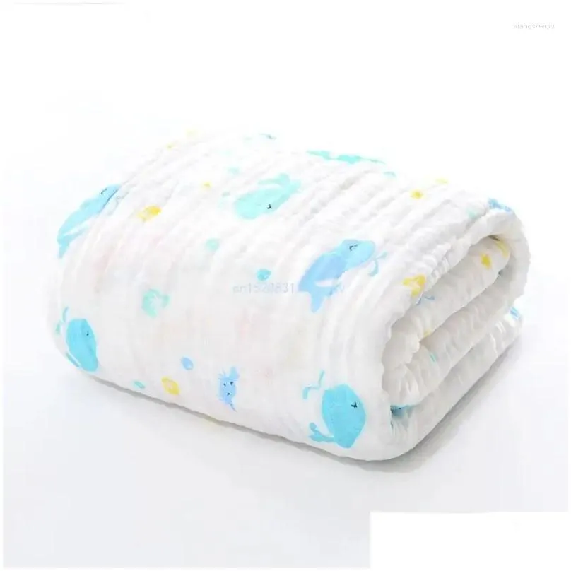 Blankets Soft Silky Cartoon Muslin Swaddle Neutral Receiving Blanket Large Dropship