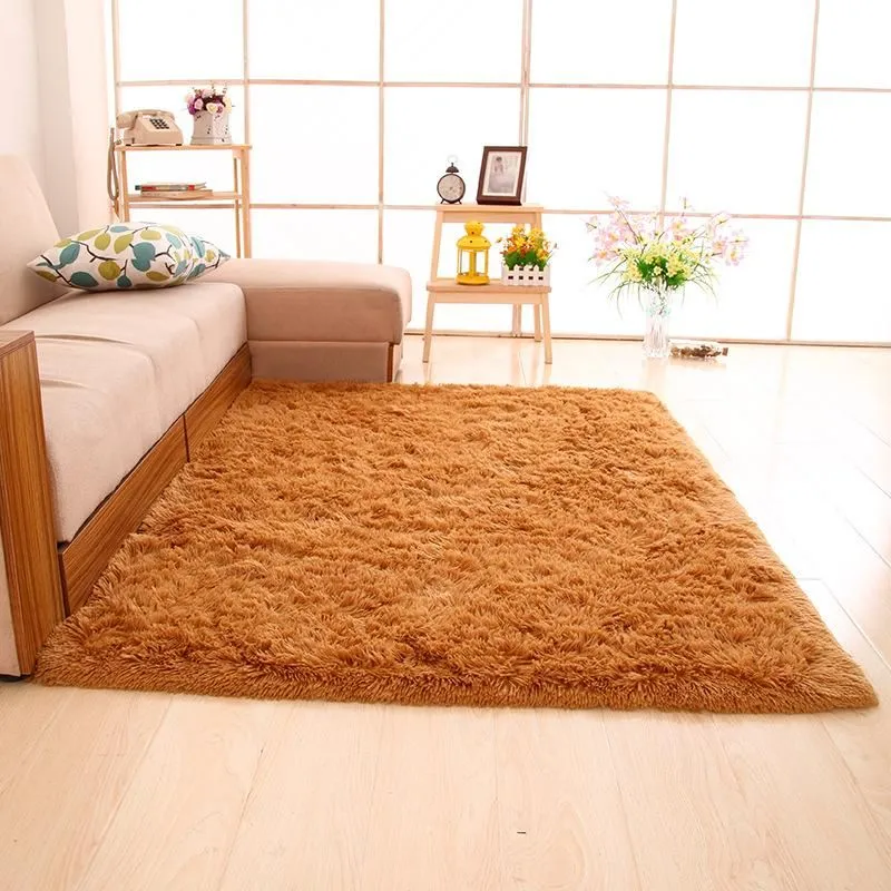 Carpets Thick Washable Silk Plush Carpet Floor Mats Bedroom Living Room Bay Window Decoration Stitching Keep Warm