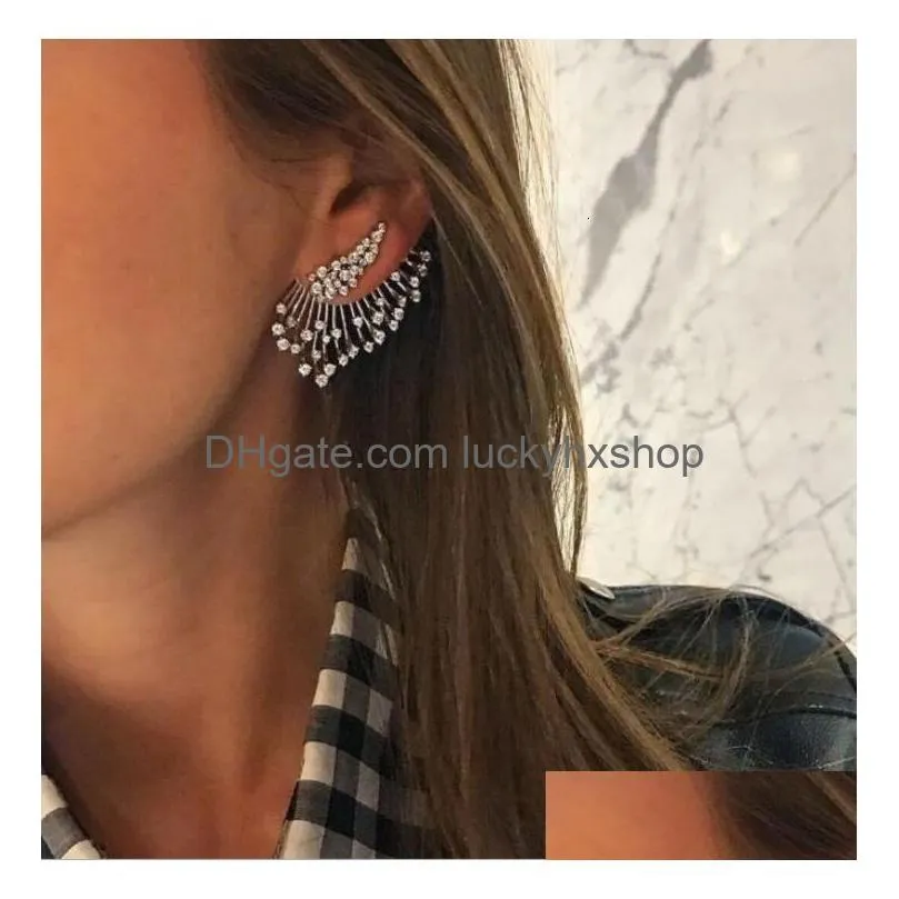 stud crystal flower drop earrings for women fashion jewelry rhinestones gift party friend 230710