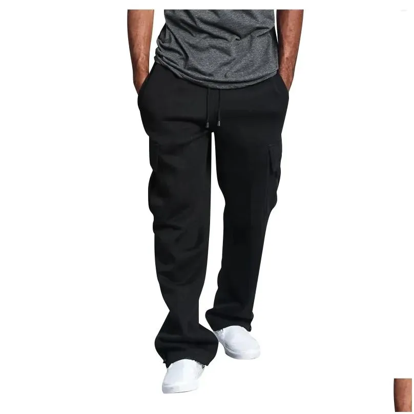 Men`s Pants Men Trousers Drawstring Sports Clothing Sweatpants Multi Pocket Casual Pantalones De Hombre