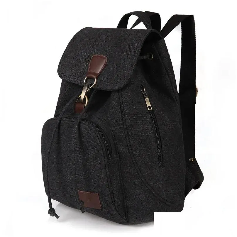 Backpack Women Canvas Backpack Female Vintage Pure Cotton Travel Bag Fashion Drawstring Laptop School Bags Shoulder Bag for Teenage