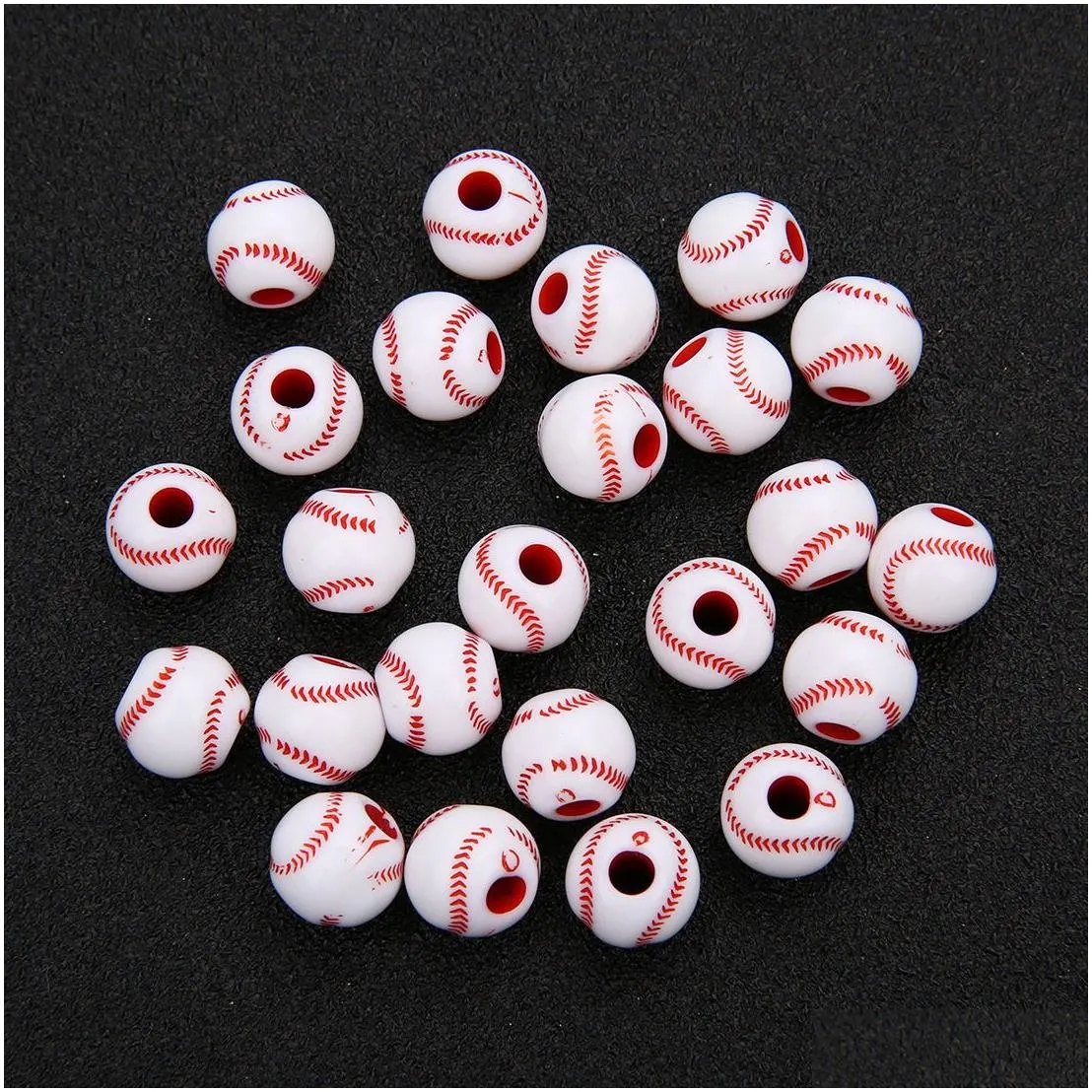 50pc/lot football baseball basketball tennis acrylic beads sport ball spacer beads fit for bracelet necklace diy jewelry making