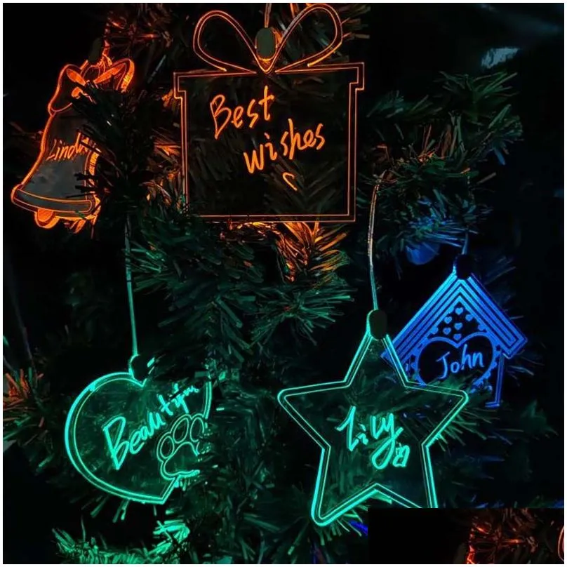 Christmas Decorations Acrylic Glowing Tree Hanging Colorf Glitter Custom Ornaments Drop Delivery Home Garden Festive Party Supplies Otrv8