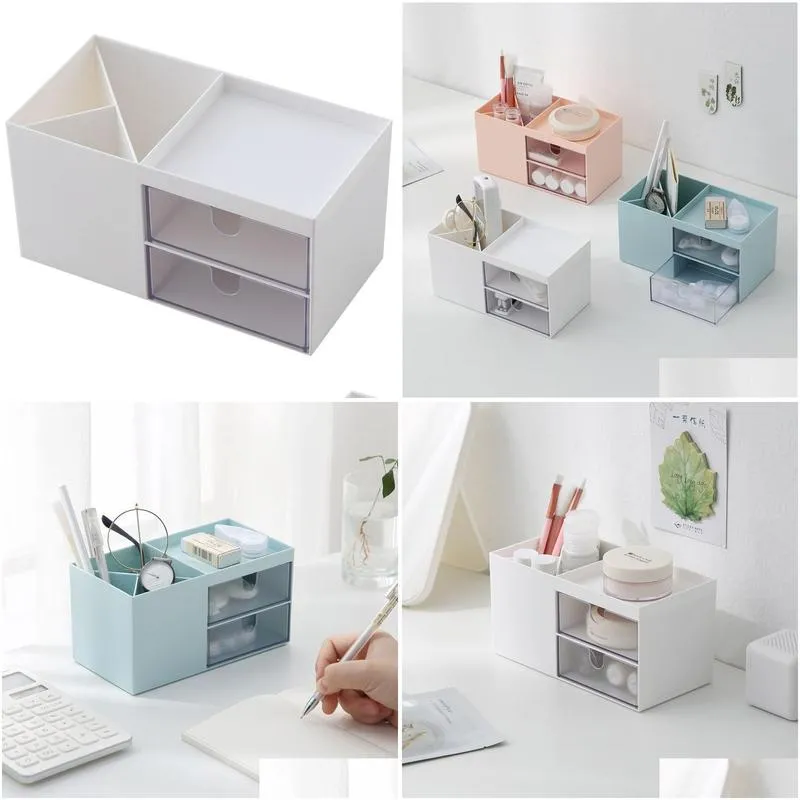 Storage Boxes Bins Desktop Small Der Box Mtifunctional Organizing Miscellaneous Cosmetics Student Stationery Pen Drop Delivery Home Ot6R0