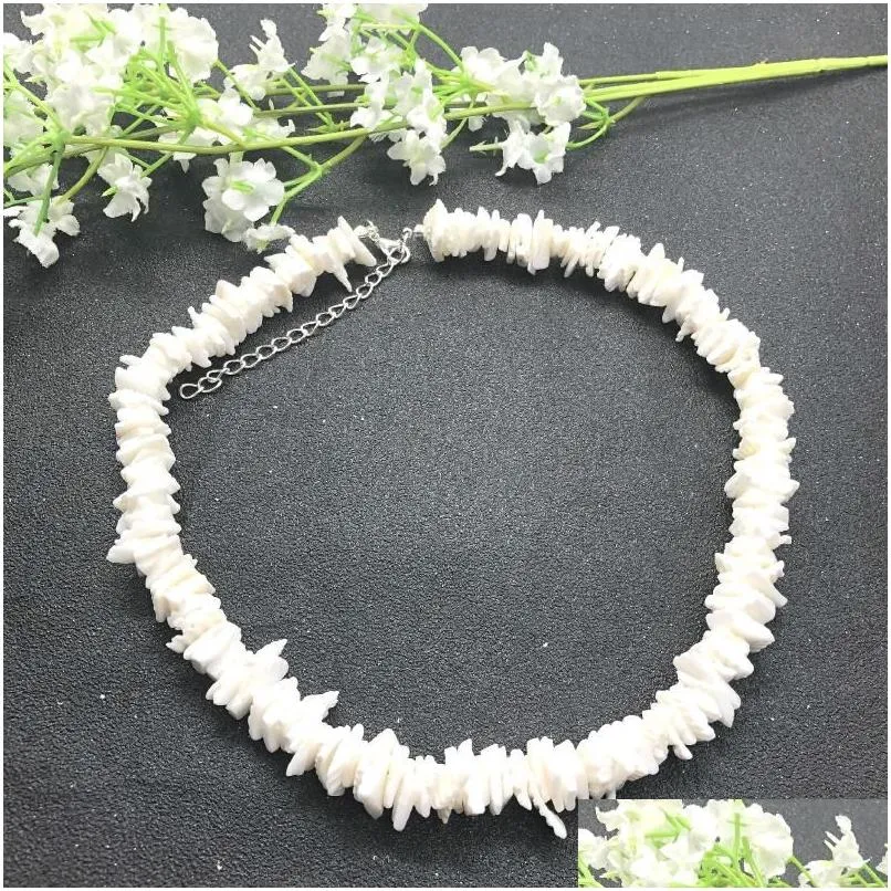 chokers white puka natural shell piece irregular chips seashell choker necklace female fashion summer beach jewelry necklaces for