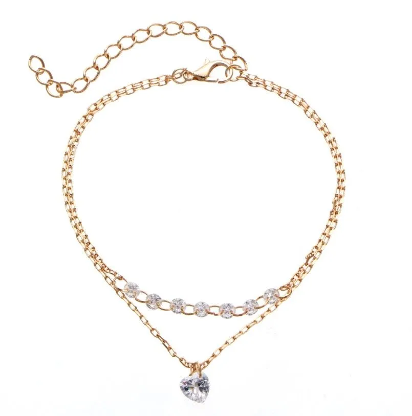 Exquisite fashion double heart crystal bracelet female engagement wedding bracelets luxury designer jewelry