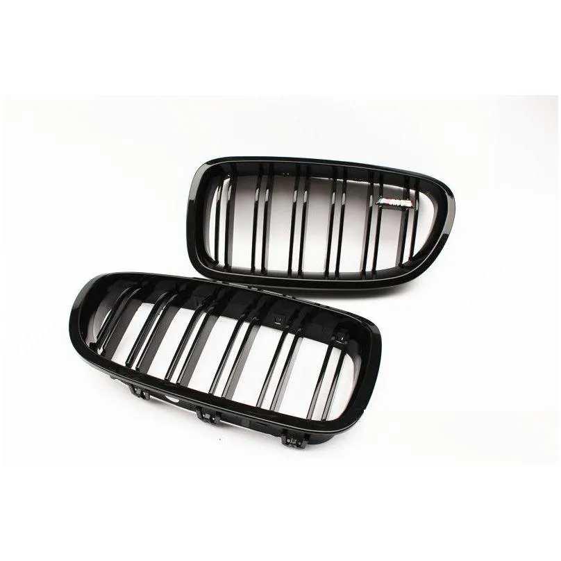 pair dual line glossy black mesh grill grille for 5 series f10 f11 f18 m5 racing grilles grills 20103396763