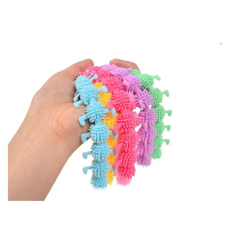 worm caterpillar tpr stress relief toy unicorn stretch string fidget funny pull vent toys noodles anti soft glue elastic rope neon autism noodle gift for kids dhs