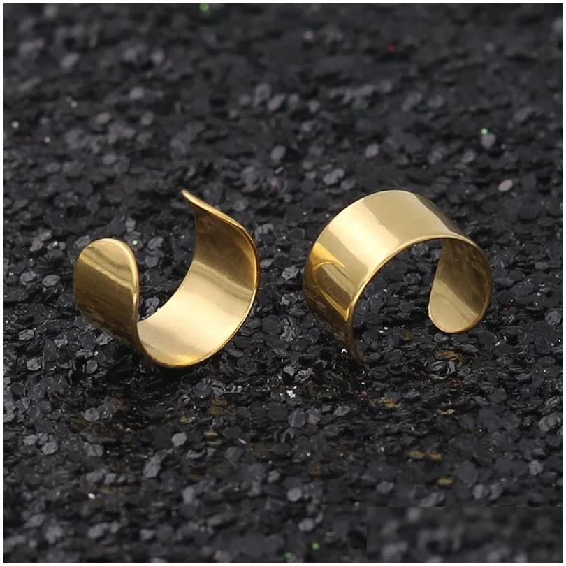 simple creative pierced ear cuffs punk stainless steel gold silver color clip women men hip hop earrings brincos