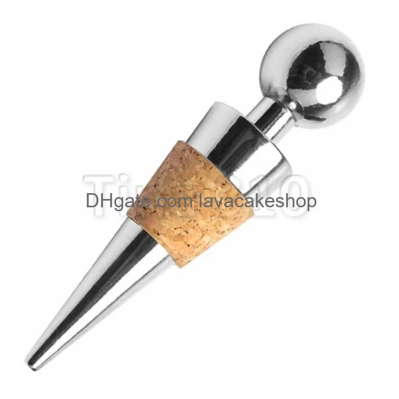 fashin wine bottle stopper wood stopper stainless steel champagne stopper vacuum seal wedding wine props t3i5550