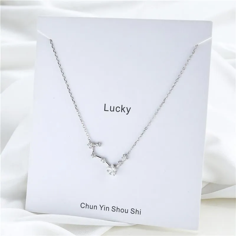 Pendant Necklaces S925 Necklace Female Temperament Artistic Style Big Dipteryx Clavicular Chain Pentagram Zircon Wholesale